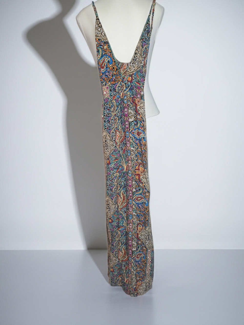 NWT Boho V-Neck Multicolor Maxi Dress with Side Slit Womens Size S - Picture 8 of 10
